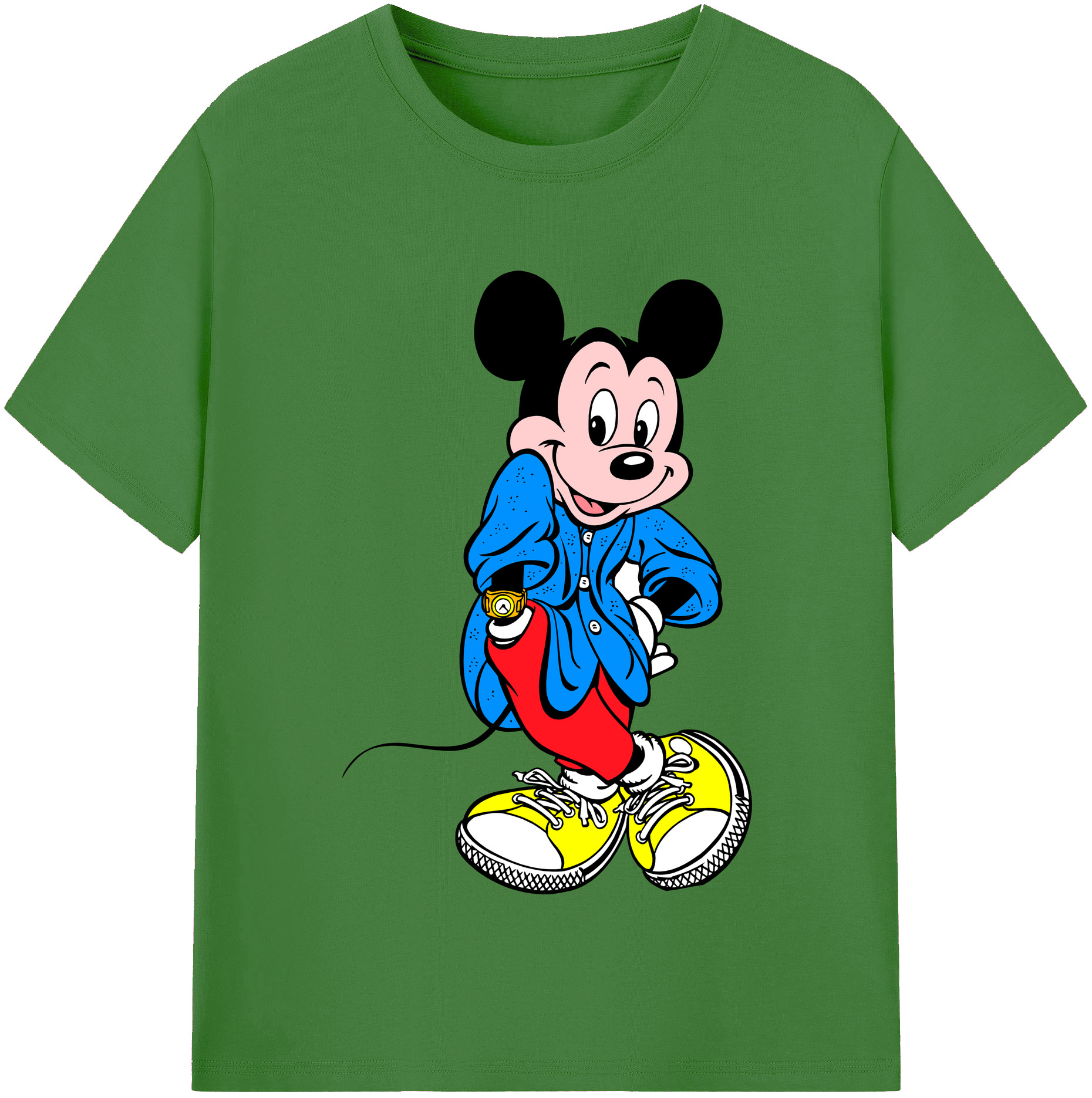 （画像用） ミッキーマウス Mickey Mouse レディースカジュアルプリントTシャツ（綿100％）